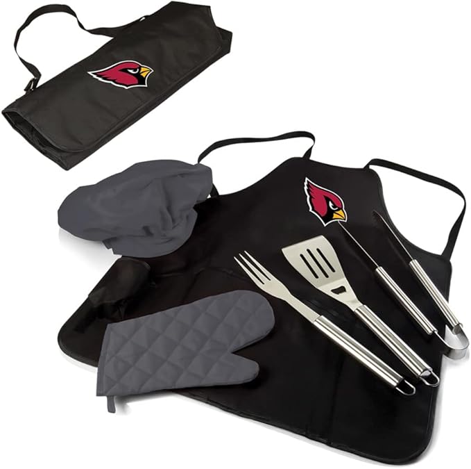 Picnic TIME BBQ Apron Tote Pro Grill Set, (Black with Gray Accents)