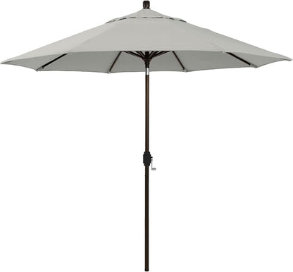 California Umbrella 12-Year-Non-Fading, 9Ft Premium Sunbrella Patio Umbrella, Hand-Crank, Button-Tilt, Bronze Frame, Granite Fabric
