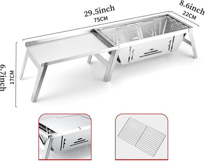 Barbecue Grill Charcoal Grill BBQ Grill Camping Charcoal Grill Folding BBQ Grills Stainless Steel Charcoal Barbecue Cooker for Outdoor Camping, Patio, Backyard