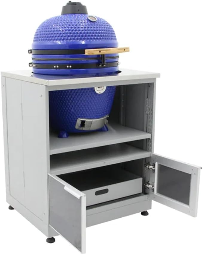 Blue Sky Outdoor Living, OKC3024GKDG, 30-Inch Kamado Grill Cabinet, Heavy-Duty Slate Gray Galvanized Steel Outdoor Kitchen Base, Weather-Resistant Storage