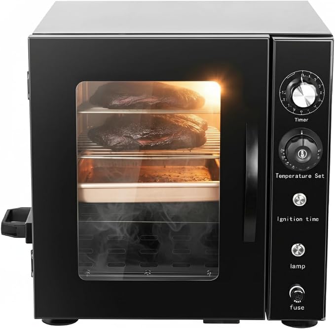 800W Electric Smoker for Meat and Fish, 2-Rack Outdoor Smoking Cabinet with Side Wood Chip Loader, 86-230°F Analog Thermostat, Easy Cleanup Drip Tray for Home & Commercial Use