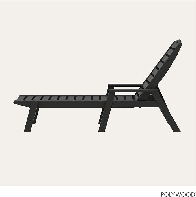 POLYWOOD NCC2280MA-P Nautical Arms Chaise, Black