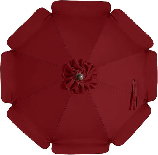 MASTERCANOPY Valance Patio Umbrella 10 ft Replacement Canopy for 8 Ribs-Burgundy Canopy Only