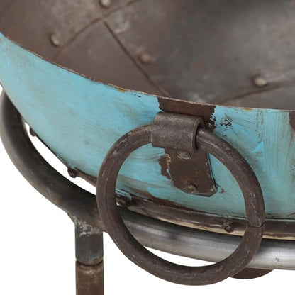 15.7 inch Iron Fire Pit, Rustic Round Fire Bowl for Outdoor Patio, Garden Backyard Wood Burning Heater with Carrying Handles
