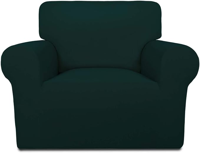 PureFit Super Stretch Chair Covers Fleece Couch Covers for Sofa Deep Teal | 1-Piece Spandex Couch Cover Soft Couch Protector, Sofa Cover Washable with Non Skid Foam and Elastic Bottom for Kids, Dogs