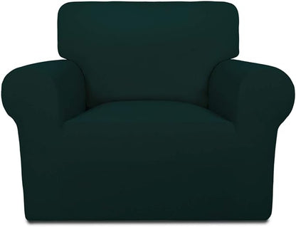 PureFit Super Stretch Chair Covers Fleece Couch Covers for Sofa Deep Teal | 1-Piece Spandex Couch Cover Soft Couch Protector, Sofa Cover Washable with Non Skid Foam and Elastic Bottom for Kids, Dogs