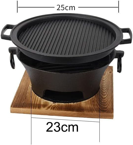 Portable Charcoal BBQ Grill, Table Barbecue Grill with Non-Stick Baking pan,Outdoor Camping Stove for Picnic Garden Balcony (Black 23 * 25cm)