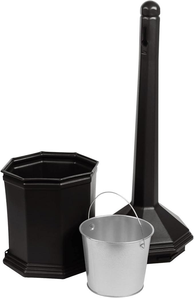 Commercial Zone 710301 Smoker’s Outpost Site Saver Cigarette Receptacle, Black, Plastic, 5 Quart