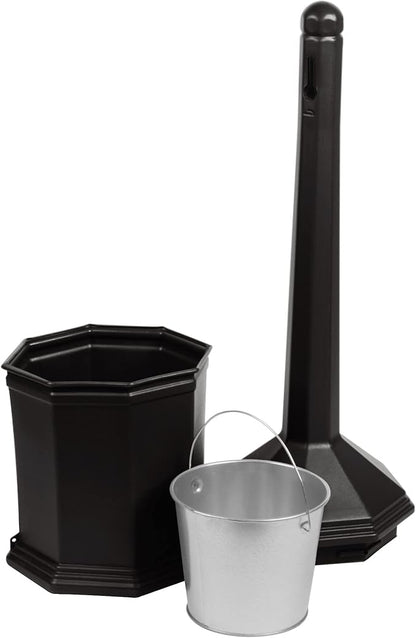 Commercial Zone 710301 Smoker’s Outpost Site Saver Cigarette Receptacle, Black, Plastic, 5 Quart
