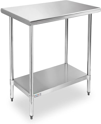 STABLEINK Stainless Steel Small Table with Undershelf 30”x24 for Prep | NSF Certified Heavy Duty Metal Work Table Workbench for Commercial Kitchen Restaurant Hotel Laundry Garage Chef Homemaker