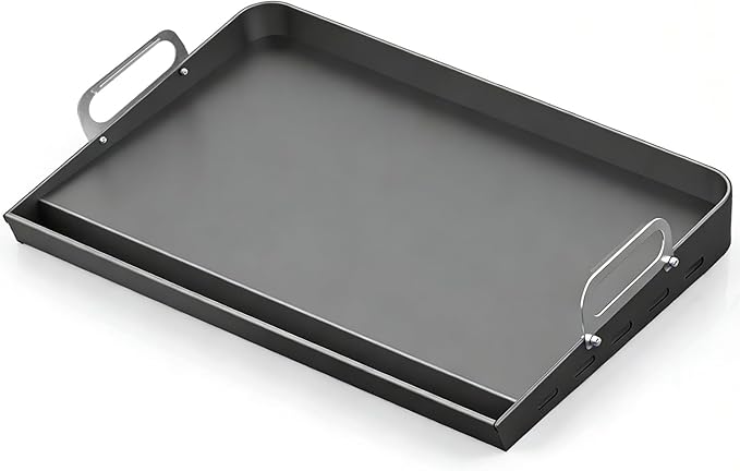 23x16 Inch Nonstick Universal Grill Griddle for Gas Grill, Built-in Grease Channel & Reinforced Even-Heat Base, Easy Clean, BBQ Griddle Plate for Outdoor BBQ, Camping, Indoor Stovetop Cooking