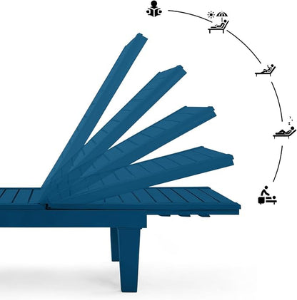 Nestl Sun Tanning Chair - Blue Chaise Lounge Chair Outdoor, Lightweight Pool Lounge Chairs Set of 12, Adjustable 5-Position Reclining Lawn Chair, Waterproof Beach Outdoor Lounge Chairs