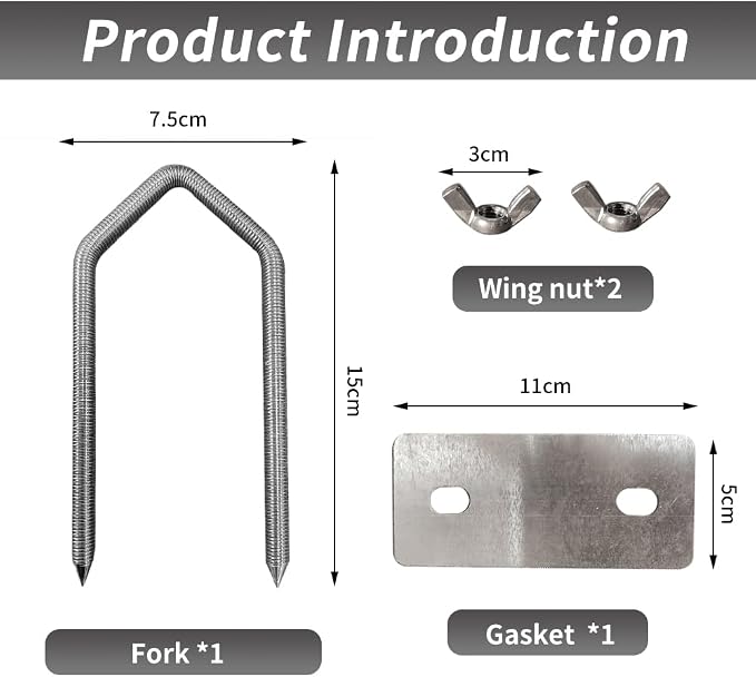 Angled Top Fully Threaded Rotisserie Forks, 5.9 Inches Stainless Steel Pig Spine Trussing Parts, Tapered Prongs for Easy Insertion, Universal Spit Rod Fit, 2 Pack for BBQ Pig, Hog & Lamb