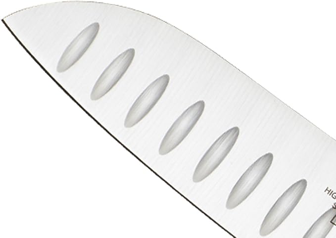 Mercer Culinary Millennia Colors 7-Inch Granton Edge Santoku Knife, Blue