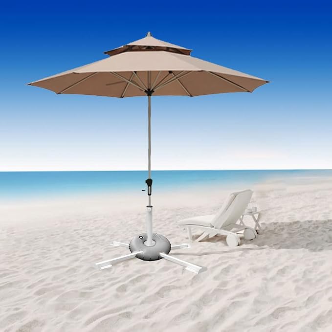 Foldable Portable Beach Umbrella Stand - Portable Patio Umbrella Base Holder, Outdoor Sunshade Anchor, with Weight Bag for Stadium, Courtyard, Garden, Beach, Grass
