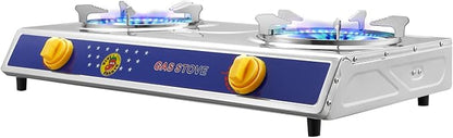Vivicreate 2 Burner Propane Stove, [20000 BTU] Portable Camping Gas Cooktop with Auto Ignition, Stainless Steel Outdoor Cooker with Regulator & Hose for RV, Backyard, Camping and Emergency Use