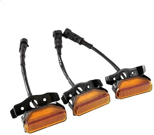 3Pcs/Set 12V Front Grille Lights Fit For Toyota Tundra TRD Pro 2019 2020 2021 Car External Grill DRL Singal Lamp(Amber Lens Amber)