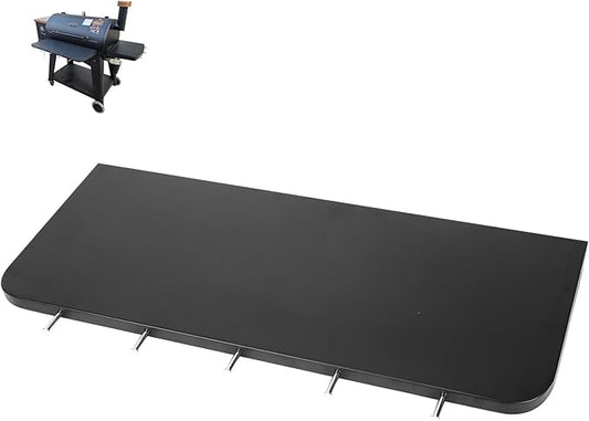 Utheer Folding Front Shelf for Pit Boss Austin XL 1000 Onyx & Savannah 1500, 29.5" Heavy-Duty Grill Prep Table with 5 Hooks, Space-Saving Steel Front Shelf
