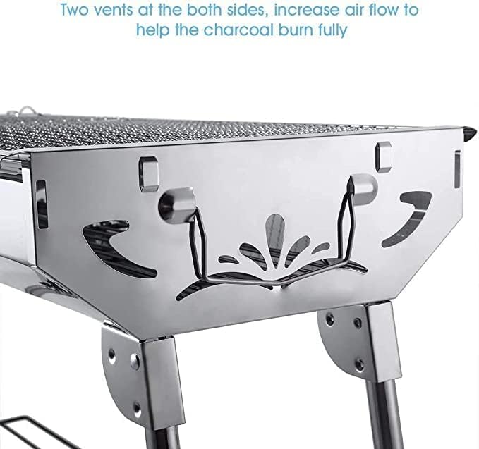 Barbecue Charcoal Grill Stainless Steel Folding Portable BBQ Tool Kits for Outdoor Cooking Camping Hiking Picnics Any Outdoor Event