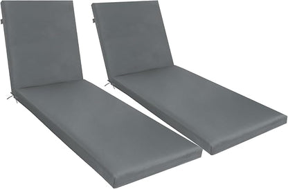 Only choice Outdoor Chaise Lounge Cushion Set of 2, 75" x 24" Lounge Chair Cushion Water-Resistant & Fade-Resistant for Lawn, Pool, Replacement Seat Cushion for Patio (Gray)