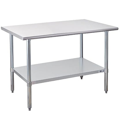 Profeeshaw Stainless Steel Prep Table 30''x48'' NSF Commercial Workbench | Metal Work Table, with Undershelf leveling feet; Heavy Duty Table for Kitchen, Restaurant, Home, Gargae, Hotel, 18-gauge 430