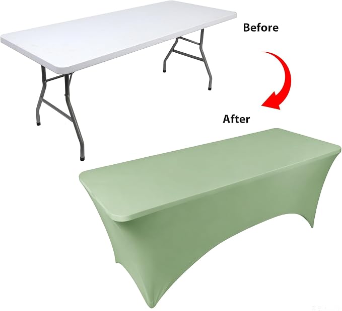 BDDC 4ft Stretch Spandex Fitted Table Cloth for 4 Foot Tables | GRS-Certified Eco-Friendly Fabric, Elastic Fit Rectangle Tablecloth, Washable, Wrinkle-Free, For Events & Parties