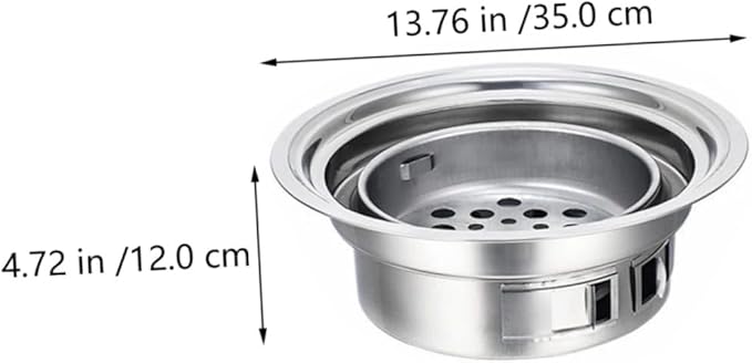 Toyvian Portable Stainless Steel Charcoal Stove Mini Korean Bbq Grill Outdoor Barbecue Oven with Grate for Camping and Home Use
