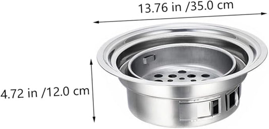 Toyvian Portable Stainless Steel Charcoal Stove Mini Korean Bbq Grill Outdoor Barbecue Oven with Grate for Camping and Home Use