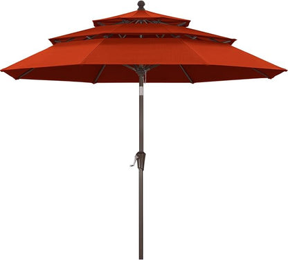 ABCCANOPY 9FT 3-Tier OLEFIN® Patio Umbrella, 5-Year No Fading, Orange | Heavy Duty Fade-Resistance Outdoor Table Umbrella, 8 Sturdy Ribs, Tilt, Crank for Deck, Backyard, Garden, Yard, Pool