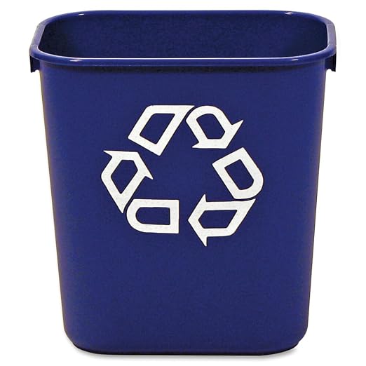 Rubbermaid Commercial Deskside Recycling Container, 3.4-Gallon, Blue, Small, Plastic, for Bedroom/Bathroom/Office, Fits Under Desk/Sink/Cabinet, Pack of 12