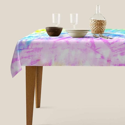 TKS MITLAN Tablecloth Rainbow Tie Dye Table Cloth Rectangle Table 60 x 84 Inch Distorted Watercolor Bright Pattern Vibrant Kitchen Decorations for Home Dinner Party