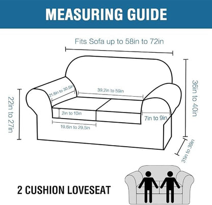H.VERSAILTEX Real Velvet Plush 3 Piece Stretch Sofa Covers Couch Covers for 2 Cushion Couch Loveseat Covers (Base Cover Plus 2 Individual Cushion Covers) Thick Stay in Place (Medium Sofa, Rust)