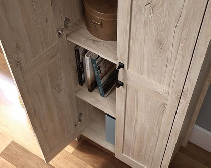 Sauder 2-Door Storage Cabinet, Tall Wooden Organizer, in a Chalk Oak Finish