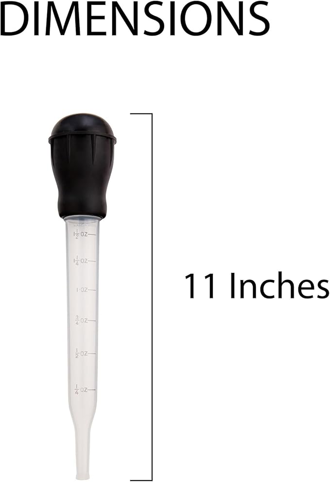 HIC Kitchen Roasting Heat Resistant Turkey Baster, Plastic Tube With Silicone Bulb, 1.5-Ounce Capacity