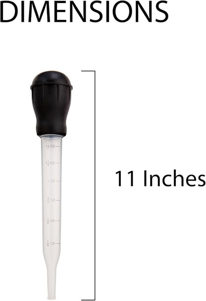 HIC Kitchen Roasting Heat Resistant Turkey Baster, Plastic Tube With Silicone Bulb, 1.5-Ounce Capacity