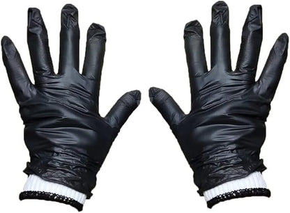 LavaLock Disposable Nitrile BBQ Gloves with Cotton Liners for Outdoor Cooking Grilling Smokers and Barbecue Competition (Medium 100 Count Black)