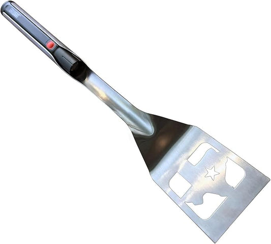 GRILL LIGHT Stainless Steel Lone Star Texas BBQ Grilling Spatula Turner with LED Flashlight - Thick Restaurant Grade Steel - Waterproof & Dishwasher Safe - Grill in the Dark