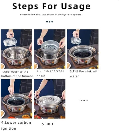 Thai Korean Bbq Smoke Multifunctional Aluminum Barbecue Grill Hot Pot For Family Gathering Outdoor Picnics Small (Large 16.8x6.9cm/6.61x2.71in)