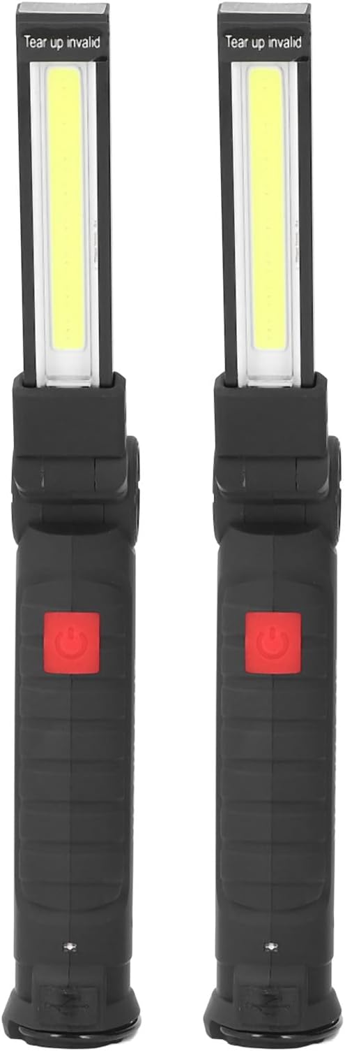 2Pcs Rechargeable LED Work Light Magnetic Base Portable Foldable COB Worklight Grill Light for Outdoor Camping Maintenance 3.7V 10W