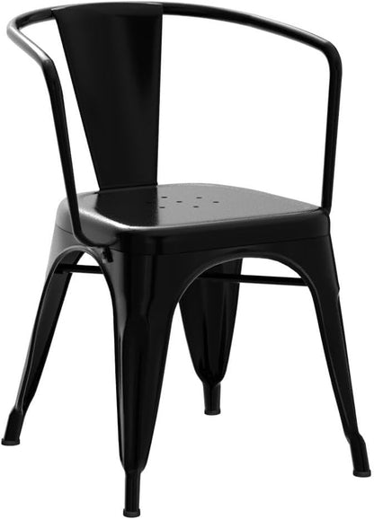 FDW Dining Chairs Set of 4 Metal Chair For Indoor, Outdoor, Patio, Kitchen, 18 Inch Seat Height Restaurant Chair, Tolix Side Stackable Bar Chairs 330LBS Weight Capacity,Black