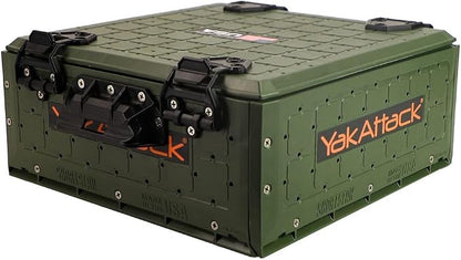 YakAttack ShortStak Solo Storage Box - Size & Color Options | Standalone Low-Profile Crate with Lid, Hinges & Latches | GridLoc Mounting Panels | Slider Feet for Under-Seat Use | Made in USA