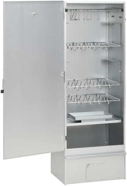 Outdoor BBQ Smoker Grill with Thermometer, Galvanized Steel Vertical Charcoal Oven for Meat, Fish and Sausage Smoking, 17.5 x 11.4 x 43.3 Inches