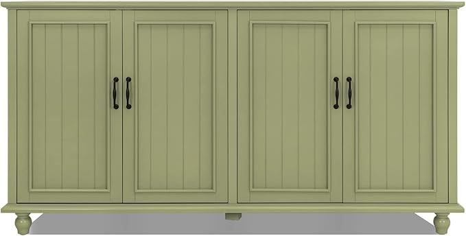 Scurrty 62'' Coffee Bar Cabinet Kitchen with Storage, Buffet Cabinet with Storage, Sideboard Buffet for Dinning Room, Kitchen & Living Room (4 Doors, Green)