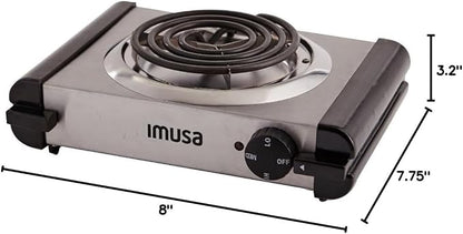 IMUSA USA GAU-80311 Electric Single Burner 1000-Watts, Stainless Steel, Silver (Pack of 3)