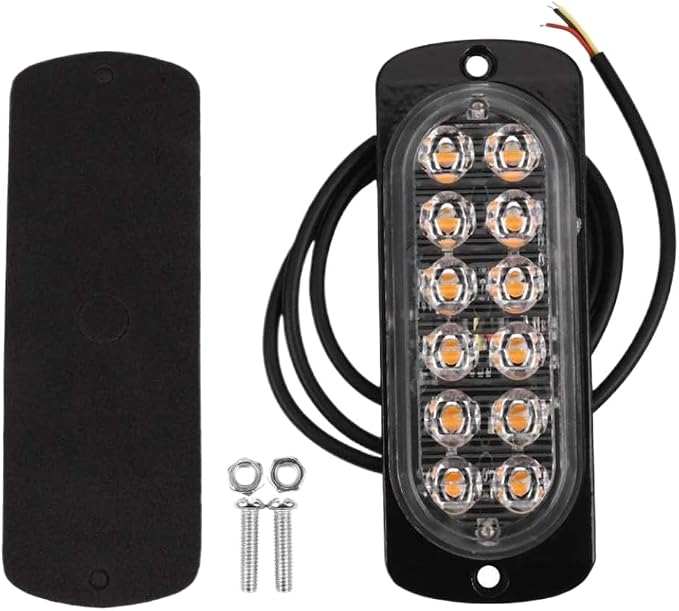 4 Pcs 12 Led Amber Flashing Recovery Strobe Light Orange Grill Breakdown Fog Beacon