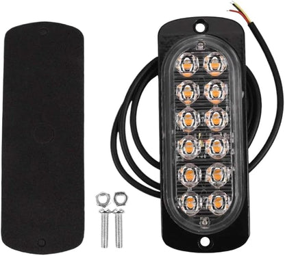 4 Pcs 12 Led Amber Flashing Recovery Strobe Light Orange Grill Breakdown Fog Beacon