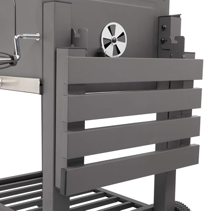 BBQ Charcoal Grill,Portable Barbecue Grill with Thermometer, Ash Tray, Air Outlet,Wheels,for Outdoor Picnic, Camping, Patio Backyard Balcony Cooking, Black