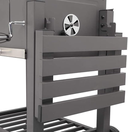 BBQ Charcoal Grill,Portable Barbecue Grill with Thermometer, Ash Tray, Air Outlet,Wheels,for Outdoor Picnic, Camping, Patio Backyard Balcony Cooking, Black