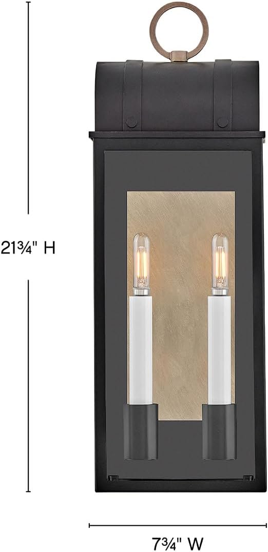 Hinkley Campbell Medium Outdoor Wall Mount Lantern, Black/Burnished Bronze