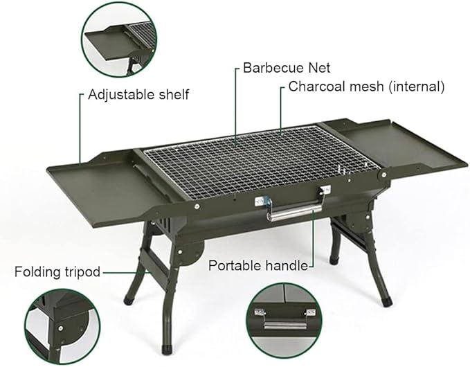 Portable Charcoal Grill for Camping BBQ Grills Outdoor Barbecue Grill Foldable Multifunctional Picnic Desktop Barbecue Rack for 3-8 People,A-1